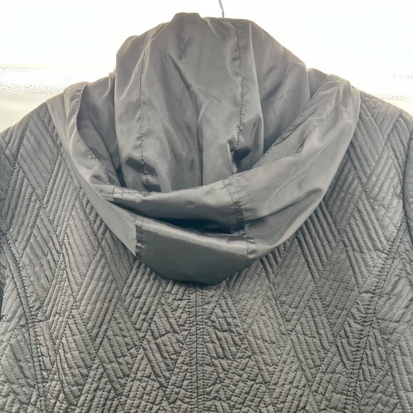Kenneth Cole Women's Quilted Coated Hooded Zip Up Black Size XL Pockets - Picture 6 of 8